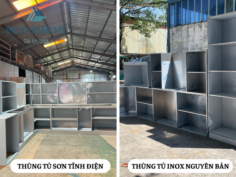 so sánh thùng tủ inox nguyên bản và sơn tĩnh điện